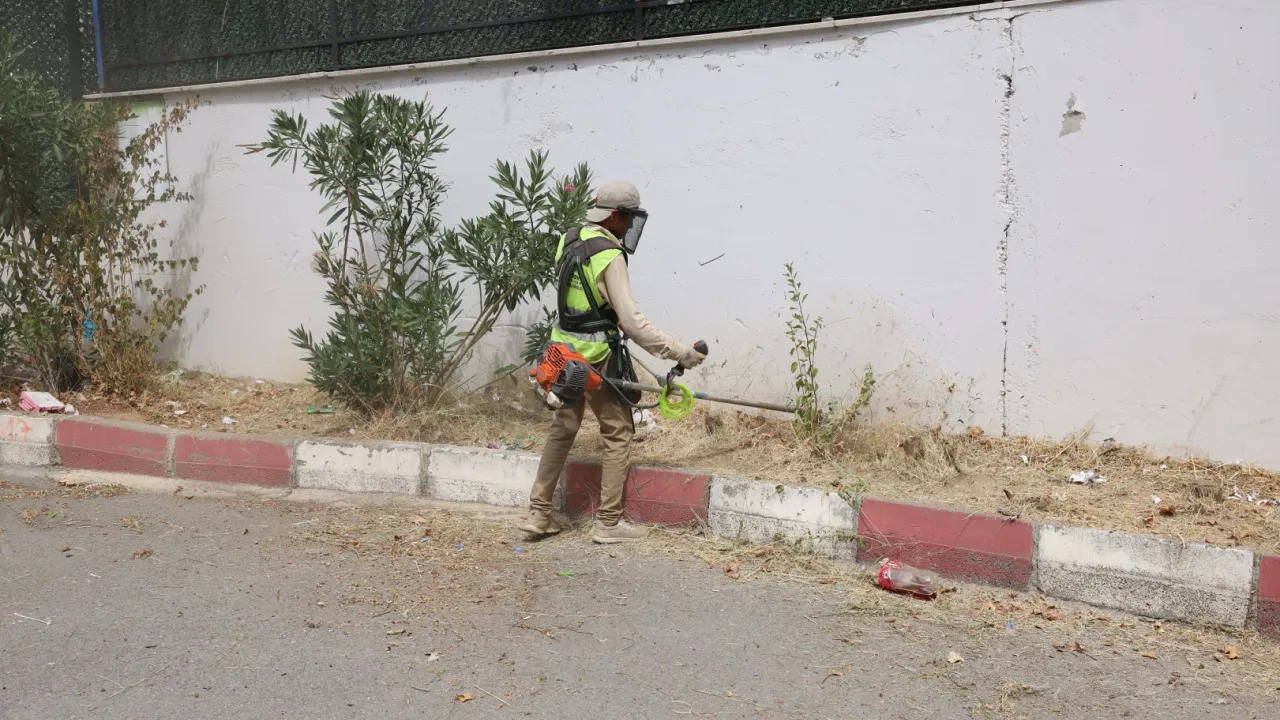 Kocaeli okul bahçelerinde otlar biçiliyor